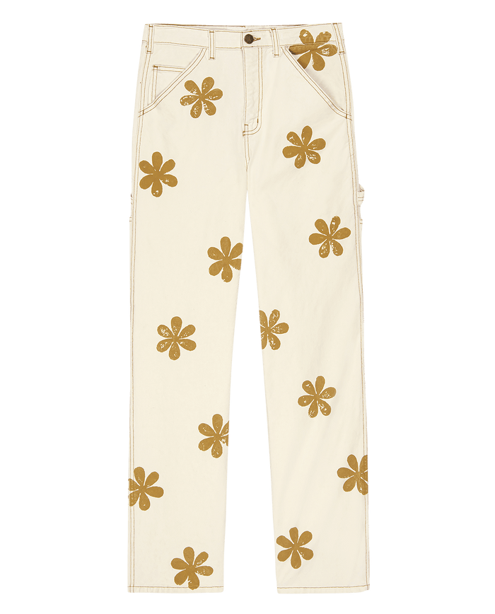 The Carpenter Pant with Daisy Stamp. -- Natural BOTTOMS THE GREAT. PF24 STAMP CHASE