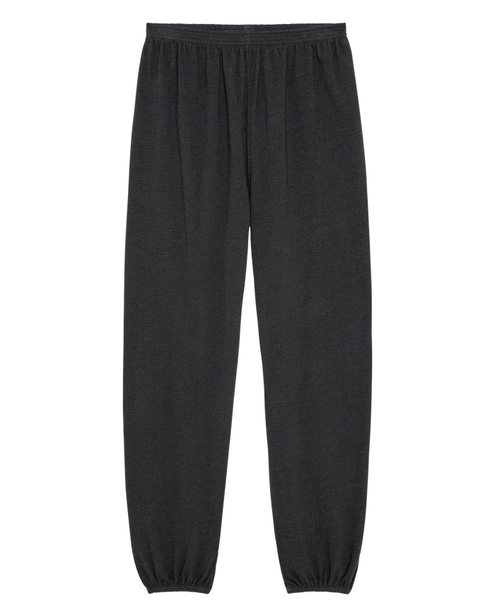 The Dance Pant by THE GREAT. PF26 DANCER KNIT BODIES in Flat Charcoal features an elastic waistband and elastic cuffs, shown laid flat on a plain white background.
