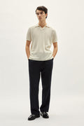 the linen cotton crochet polo milk white