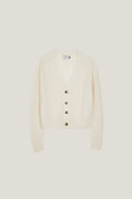 the linen cotton ribbed cropped cardigan milk white