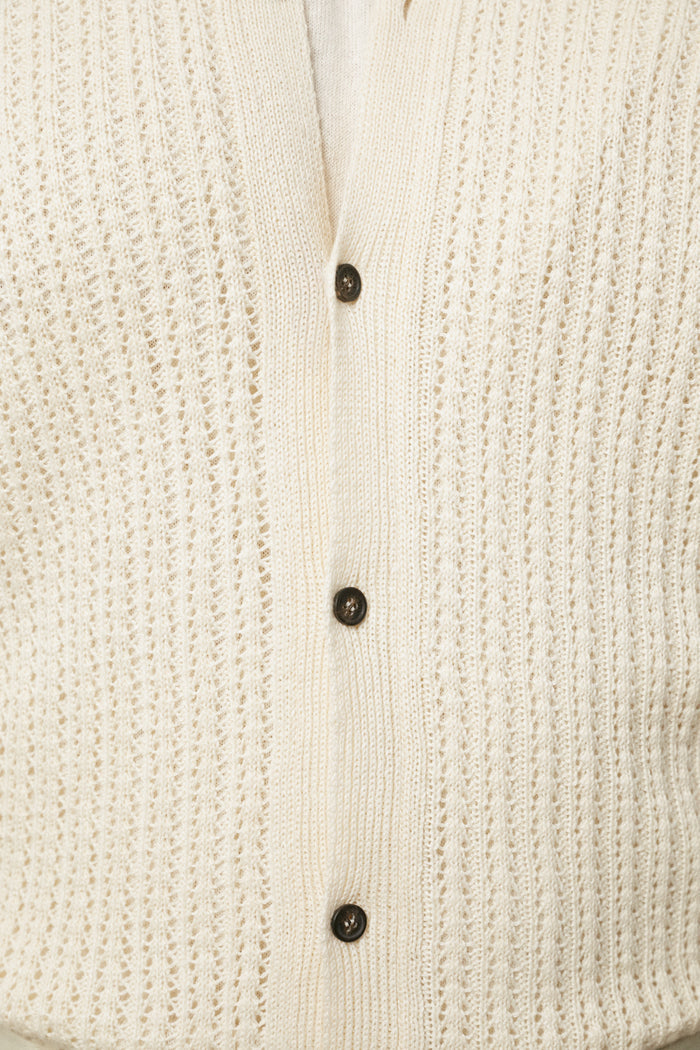 The Linen Cotton Garter Stitch Shirt Milk White