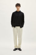 the linen cotton knit shirt black