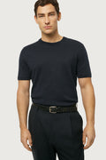 The Linen Cotton Knit T-Shirt Blue Navy
