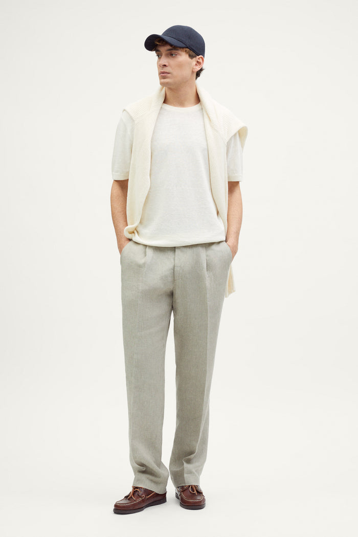 The Linen Cotton Knit T-Shirt ivory white