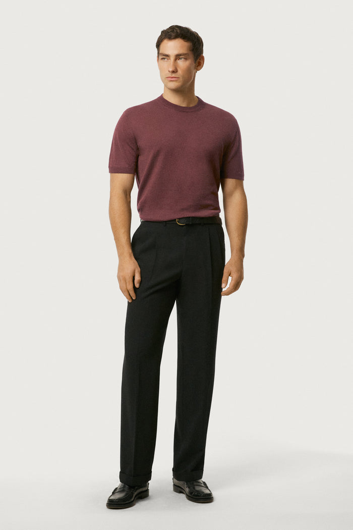 The Linen Cotton Knit T-Shirt Mahogany