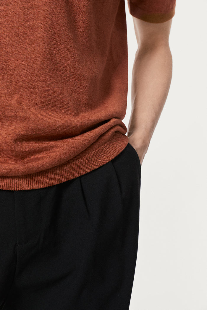 The Linen Cotton Knit T-Shirt - Copper