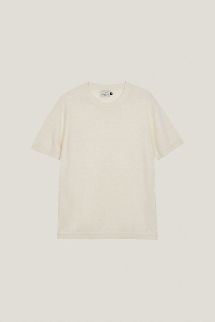 The Linen Cotton Knit T-Shirt ivory white