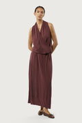 The Linen Cotton Lightweight Flare Skirt Mahogany