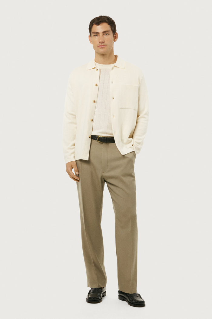 The Linen Cotton Lightweight Overshirt Milk White