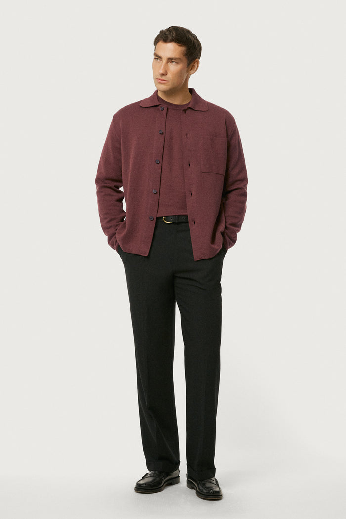 The Linen Cotton Lightweight Overshirt Mahogany