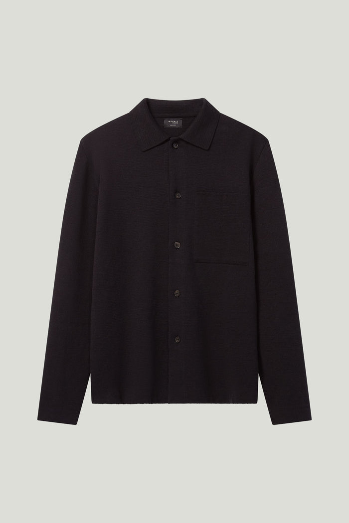 The Linen Cotton Lightweight Overshirt black
