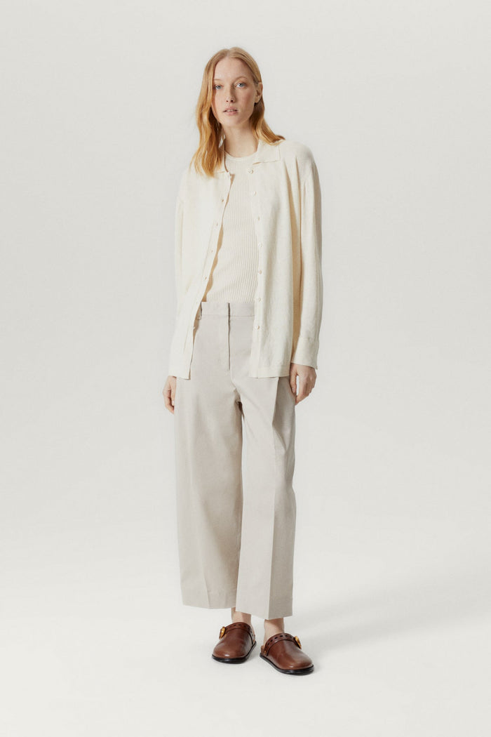 the linen cotton long sleeve shirt milk white
