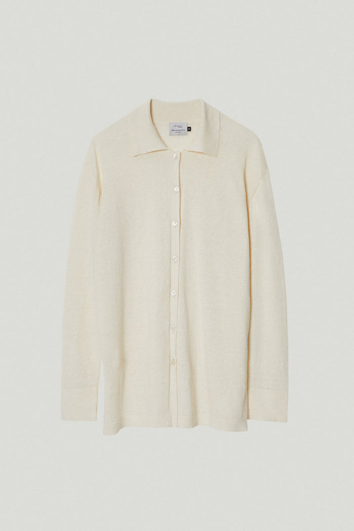 the linen cotton long sleeve shirt milk white
