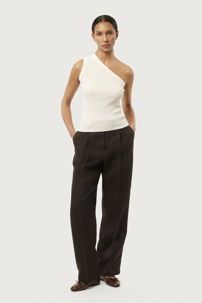 The Linen Cotton One-Shoulder Top