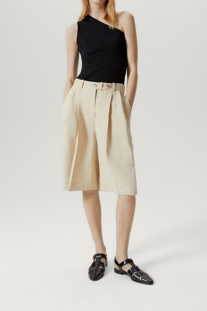 The Linen Cotton One-Shoulder Top