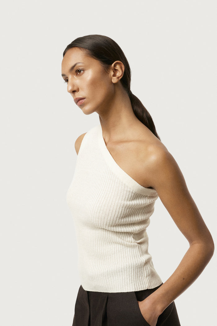 The Linen Cotton One-Shoulder Top
