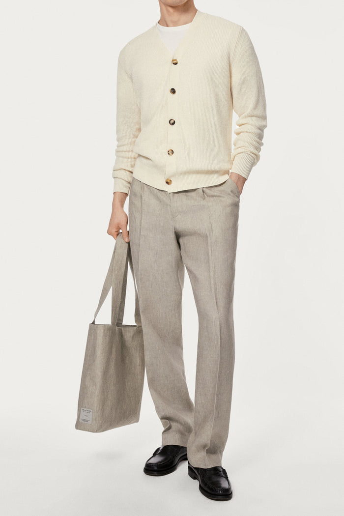 The Linen Cotton Ribbed Cardigan