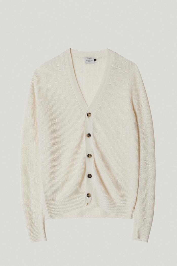 The Linen Cotton Ribbed Cardigan