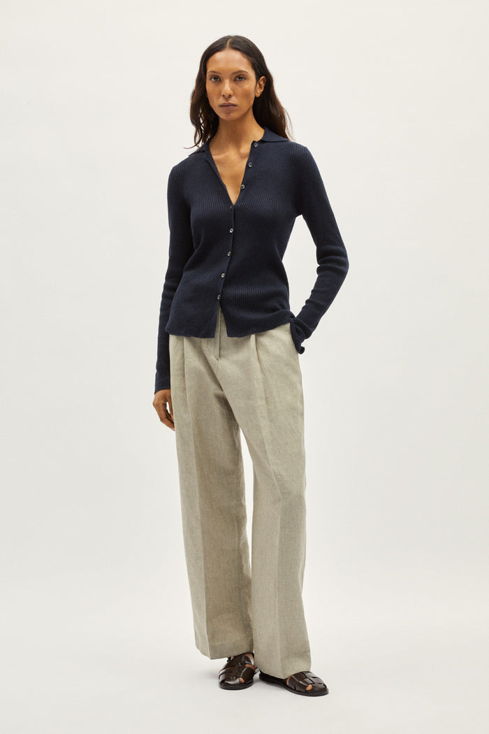 The Linen Cotton Ribbed Shirt blue