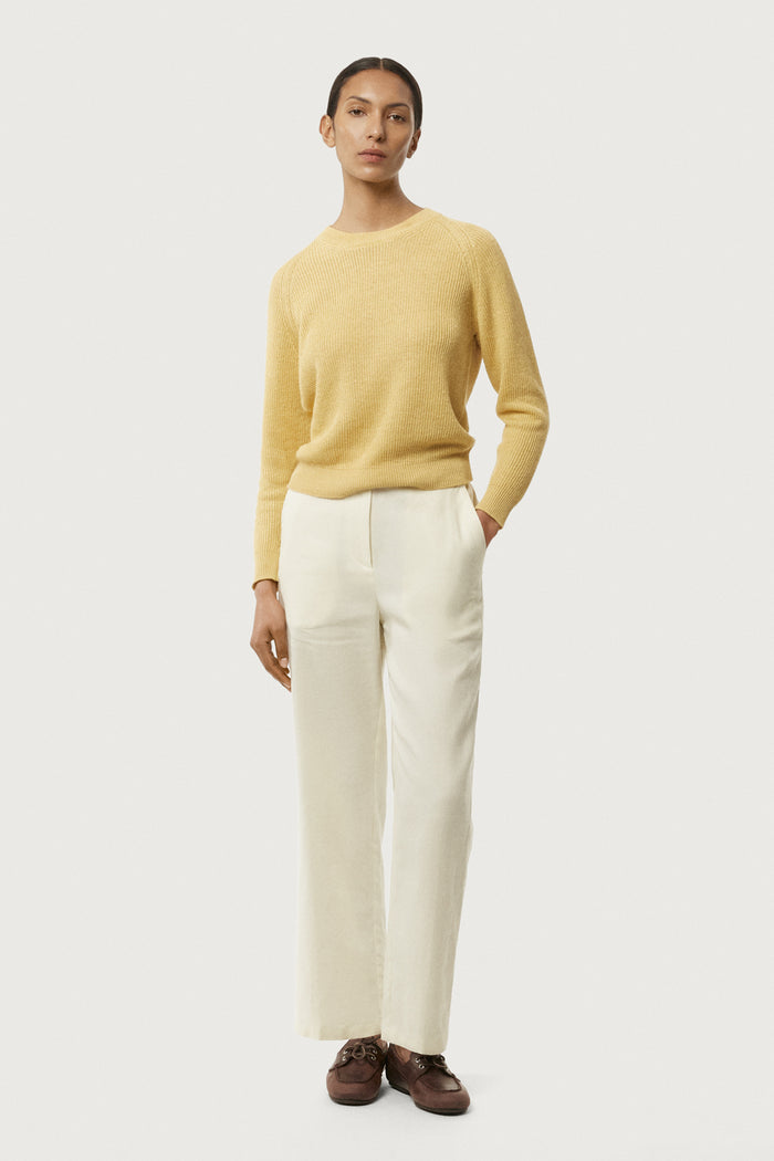 The Linen Cotton Ribbed Sweater Saffron