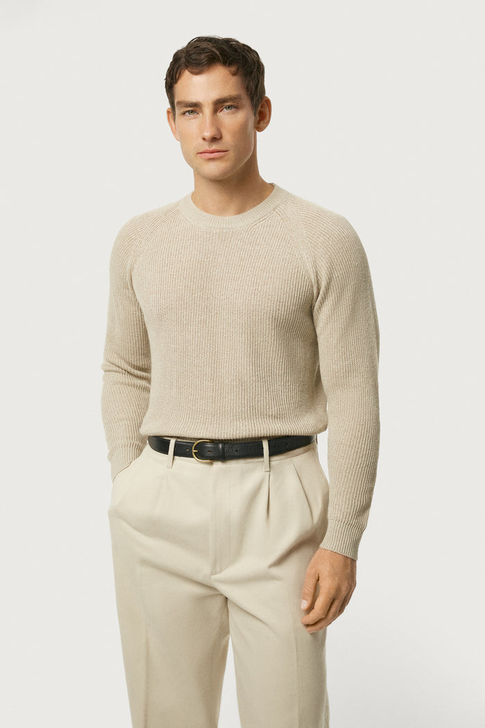 The Linen Cotton Ribbed Sweater Hay