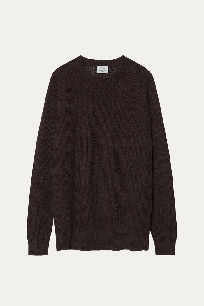 the linen cotton ribbed sweater brown