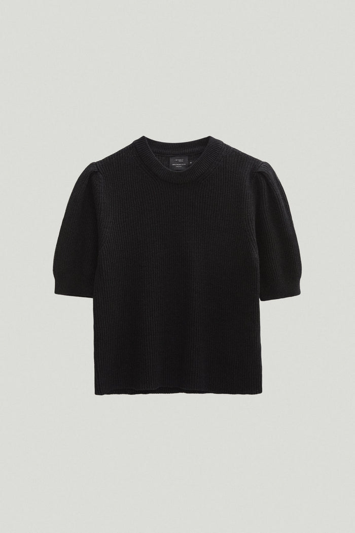 the linen cotton ribbed t shirt with pinces black
