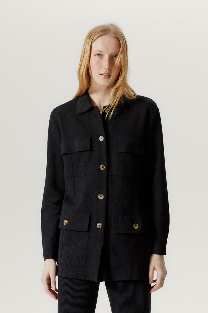 the linen cotton sahariana jacket black