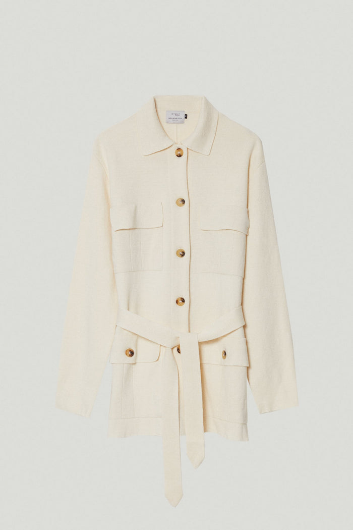 the linen cotton sahariana jacket milk white