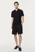 The Linen Cotton Short Sleeve Polo - black