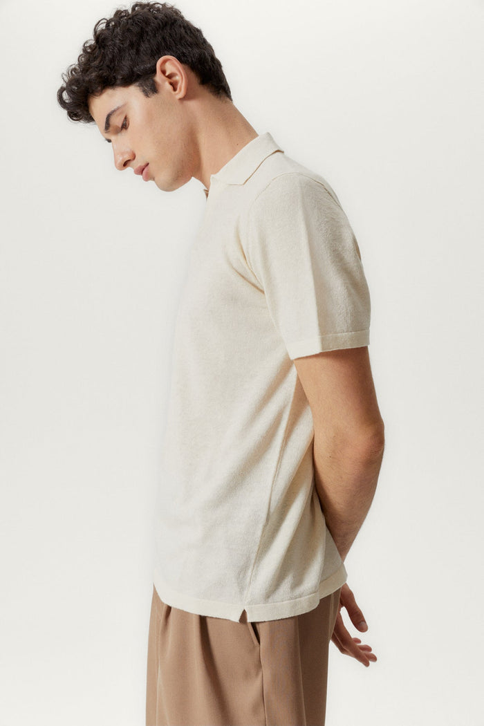 the linen cotton vintage polo milk white
