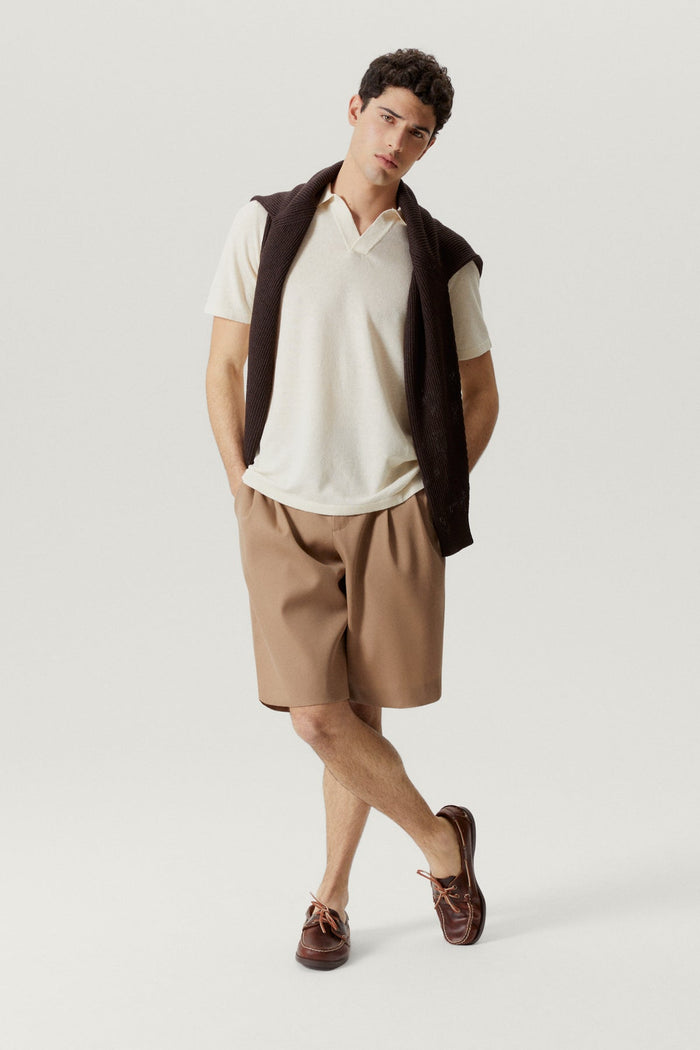 the linen cotton vintage polo milk white