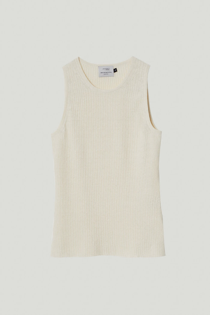 the linen cotton tank top milk white