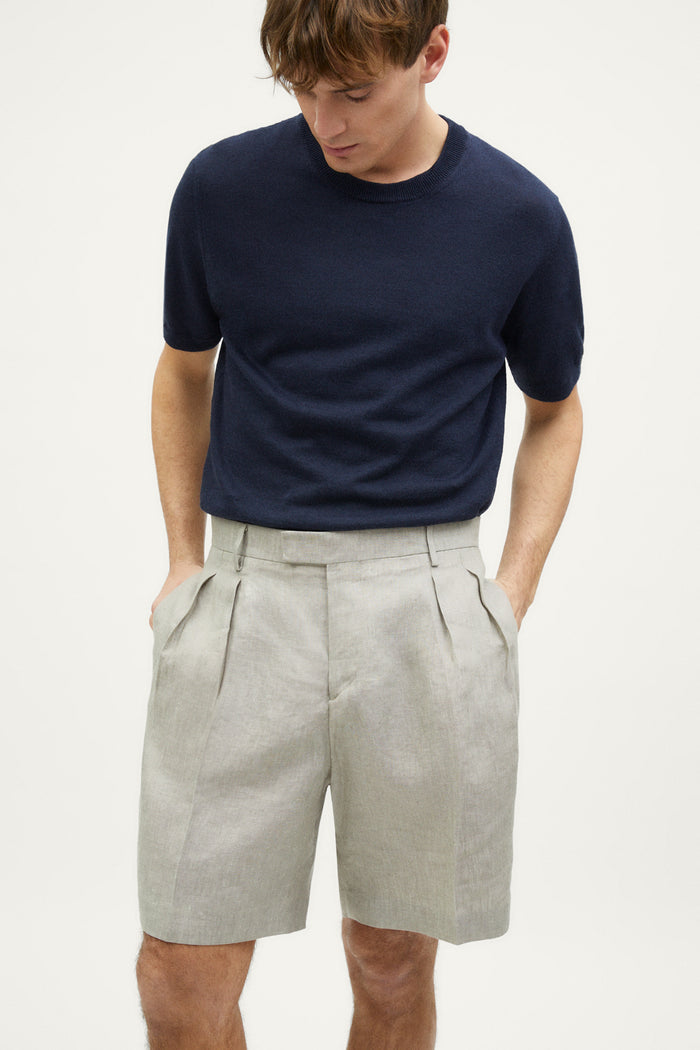 The Linen Twill Bermuda Shorts - sand melange