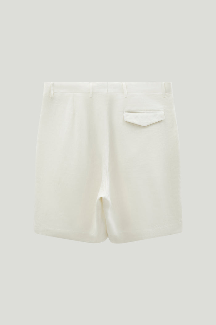 The Linen Twill Bermuda Shorts - ivory