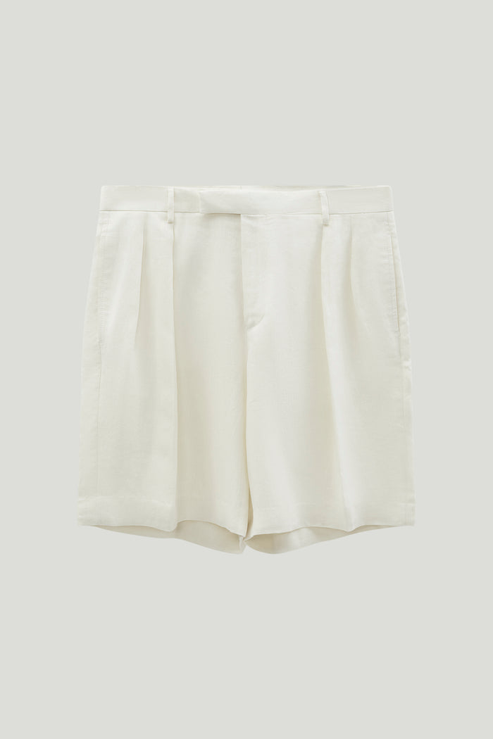 The Linen Twill Bermuda Shorts - ivory