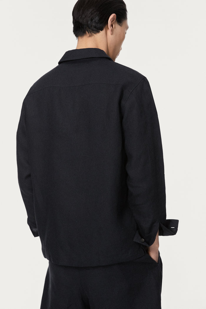 The Linen Twill Overshirt - dark blue