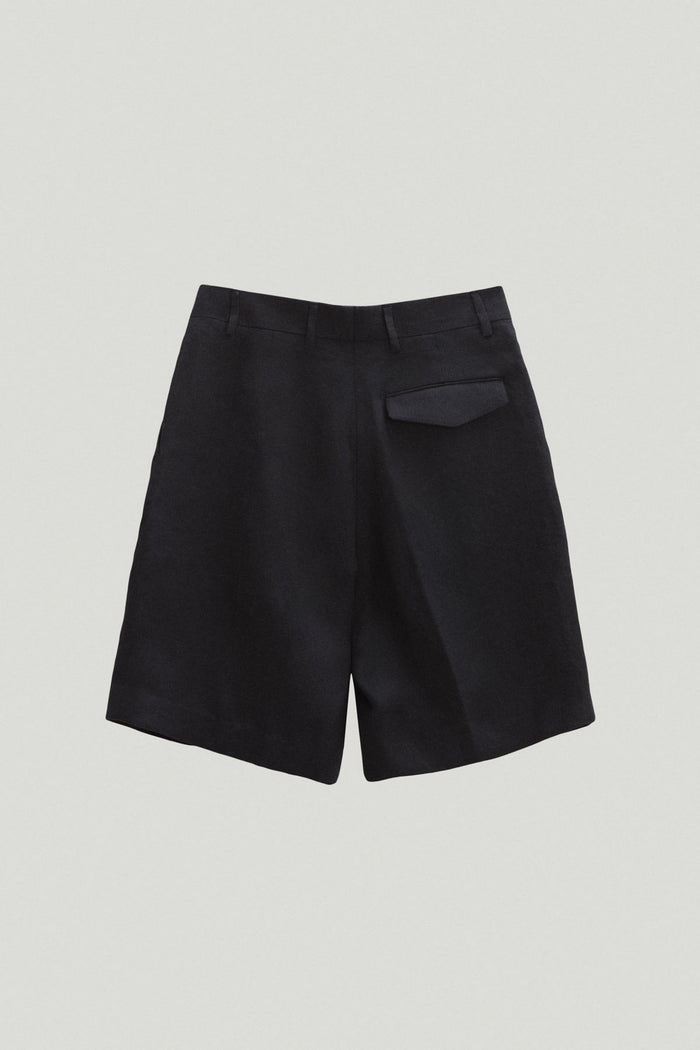 the linen twill shorts black