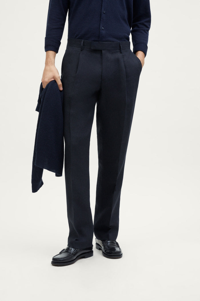 The Linen Twill Trousers - dark blue