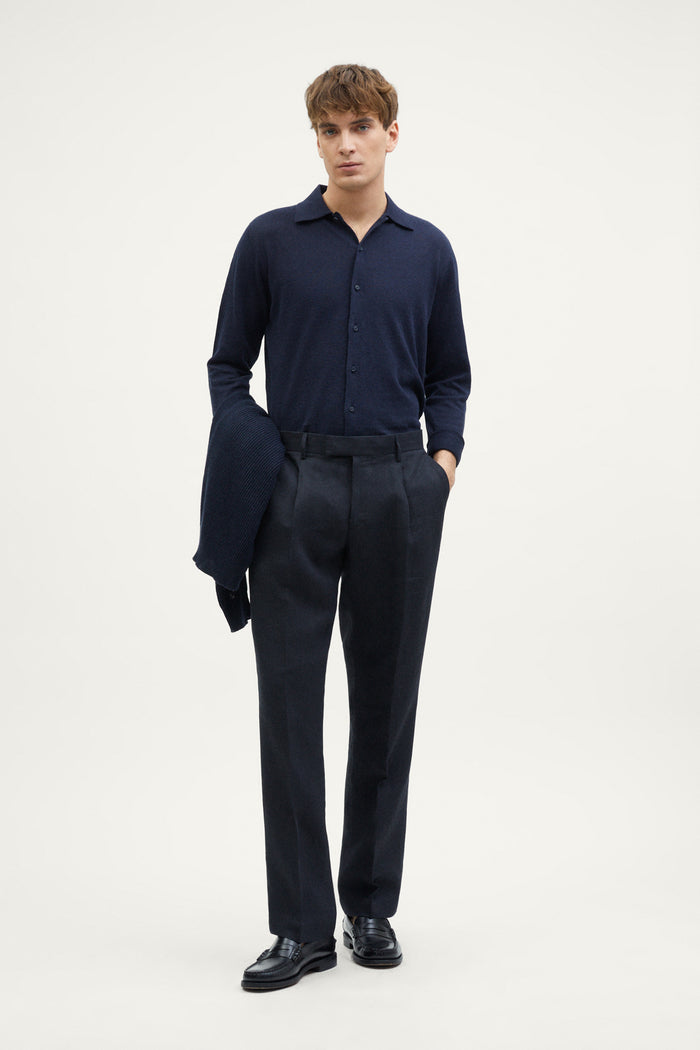 The Linen Twill Trousers - dark blue