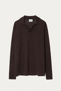 The Long-Sleeve Linen Cotton Polo brown- Imperfect Version