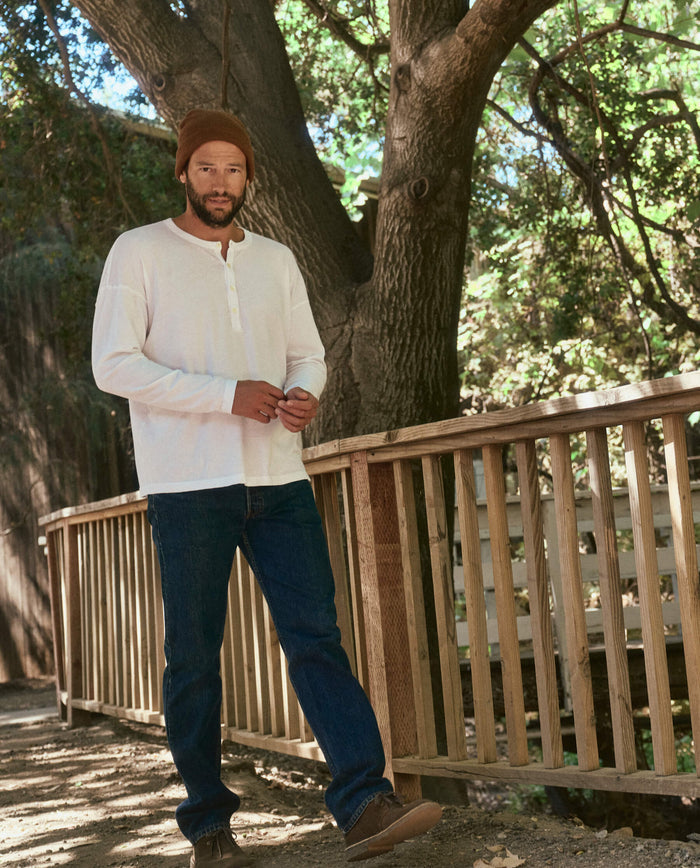 The Men's Boxy Henley. -- True White TEES THE GREAT. HOL 22 MEN