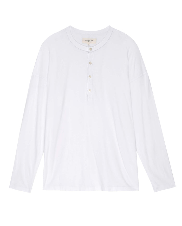 The Men's Boxy Henley. -- True White TEES THE GREAT. HOL 22 MEN