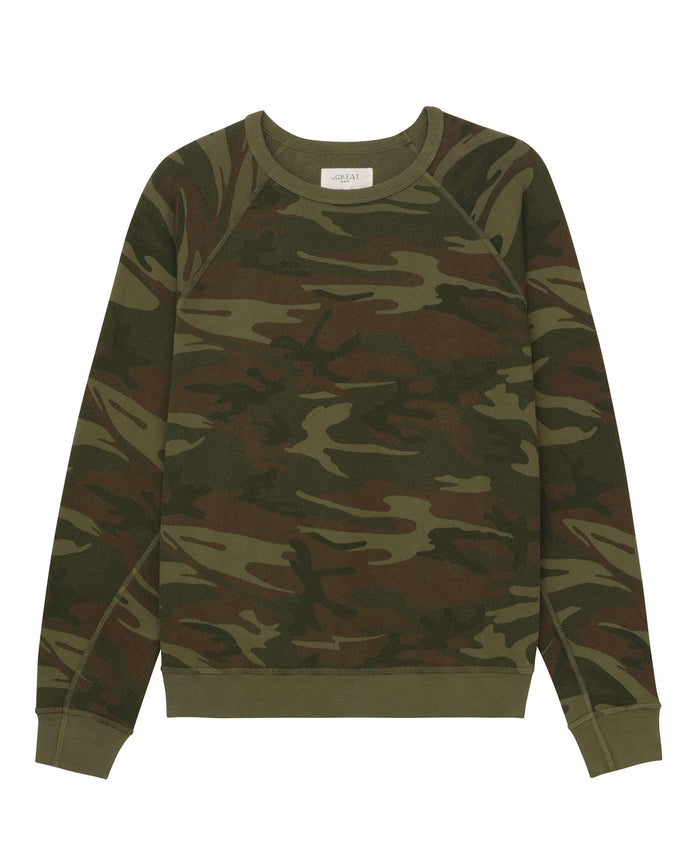 The Men's College Sweatshirt. -- Deep Woods Camo SWEATSHIRTS THE GREAT. SP24 MEN CAMO