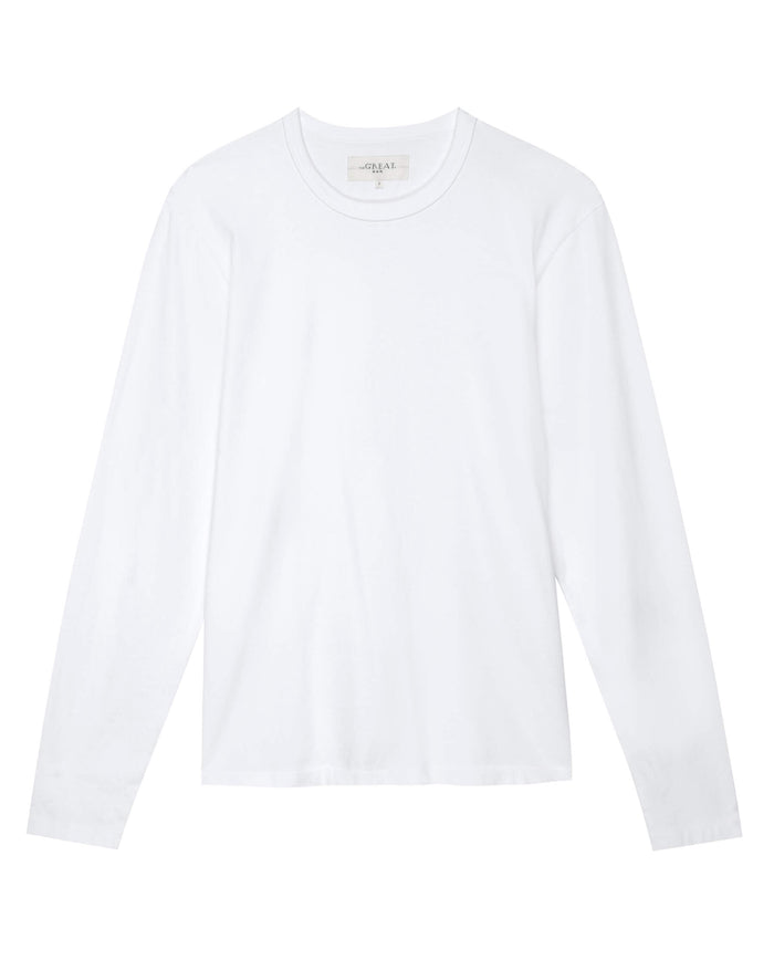 The Men's Pure Knits Long Sleeve Slim Crew. -- True White TEES THE GREAT. FALL 23 MEN
