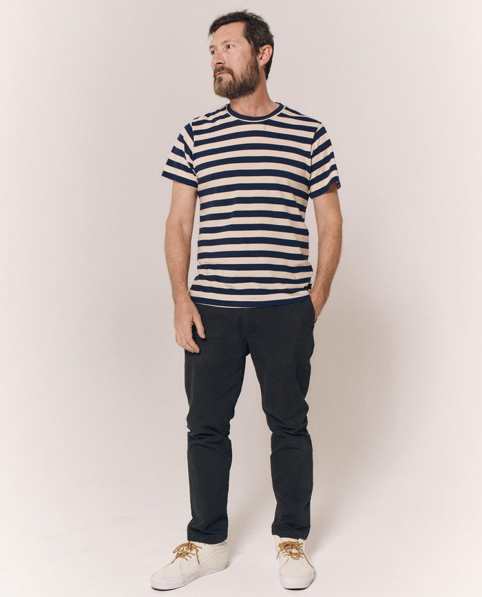 The Men's Slim Tee. -- Navy and Cream Scholar Stripe TEES THE GREAT. PS24 MEN