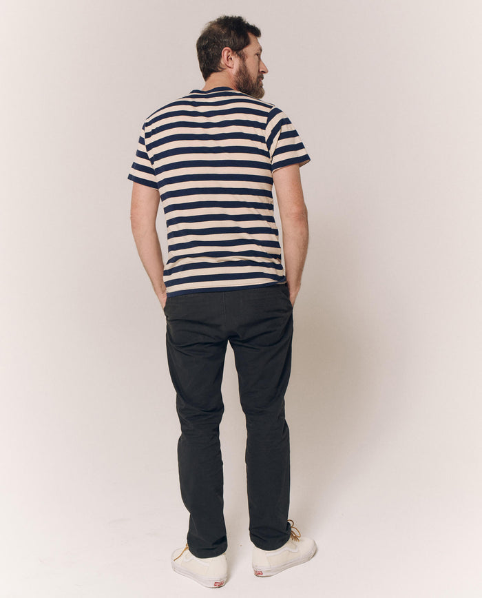 The Men's Slim Tee. -- Navy and Cream Scholar Stripe TEES THE GREAT. PS24 MEN