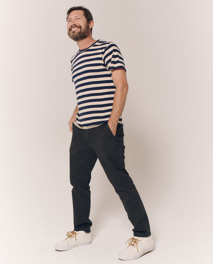 The Men's Slim Tee. -- Navy and Cream Scholar Stripe TEES THE GREAT. PS24 MEN