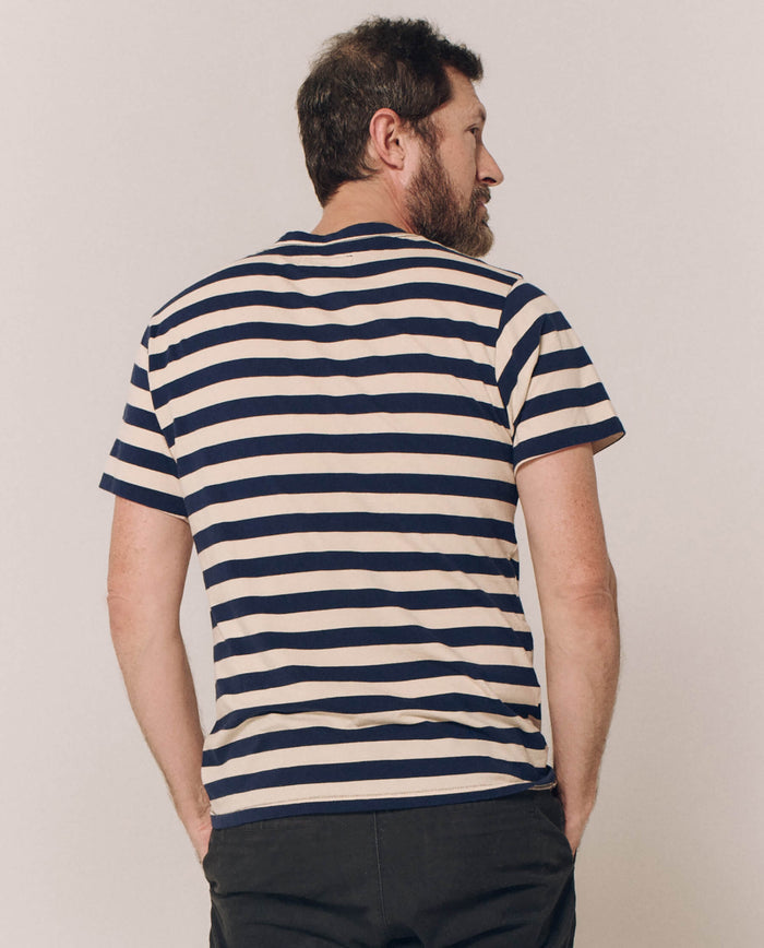 The Men's Slim Tee. -- Navy and Cream Scholar Stripe TEES THE GREAT. PS24 MEN