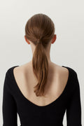 the merino wool back neckline top black